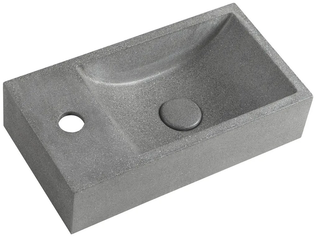 Sapho Sapho, CREST L betónové umývadlo vrátane výpusti, 40x22 cm, čierny granit, AR403