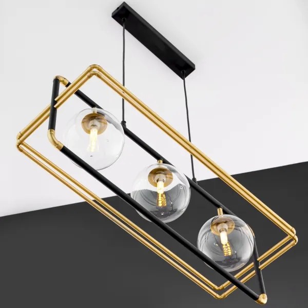 Jupiter 2030 - Luster na lanku FIORI 3xG9/10W/230V čierna/zlatá/číra