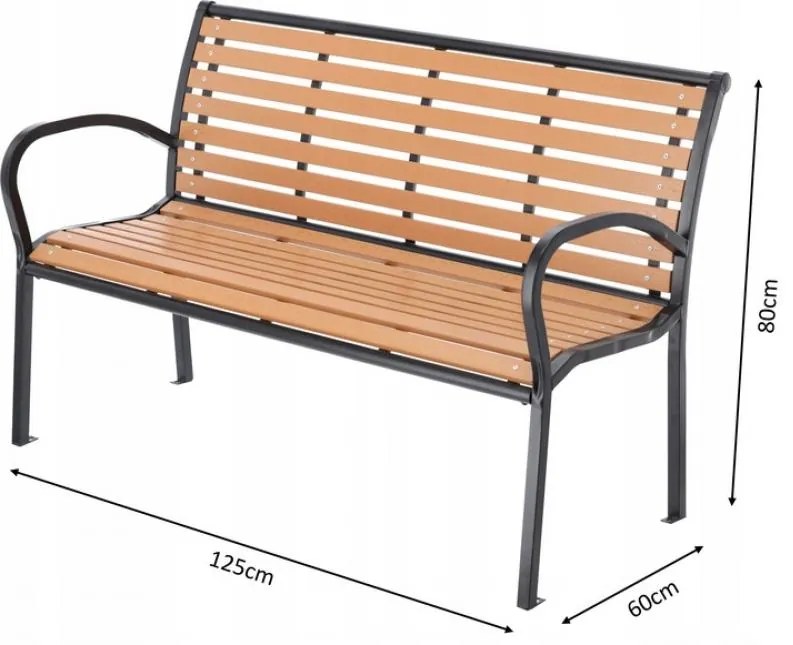 Moderná záhradná lavička v hnedej farbe 125 x 60 x 80 cm