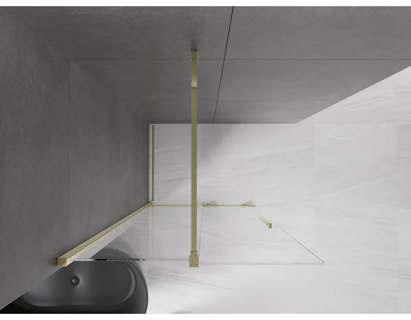 Mexen Velar, posuvné dvere do otvoru typ Walk-In 110 cm, 8mm číre sklo, zlatá lesklá, 871-110-000-03-50