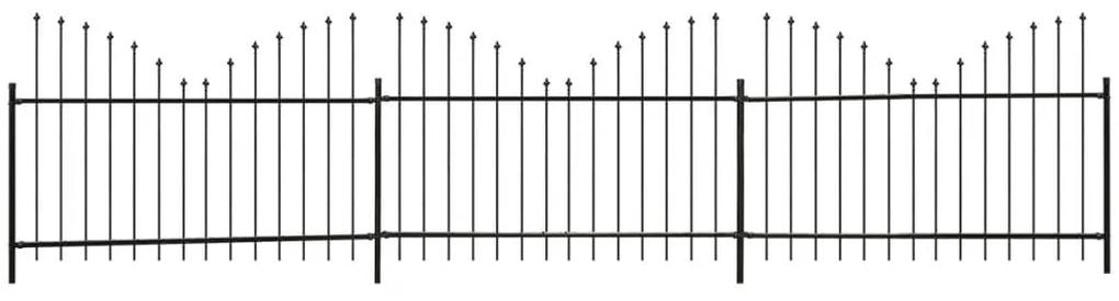 vidaXL Záhradný plot s hrotmi, obrátený, oceľ (1,25-1,5)x6 m, čierny