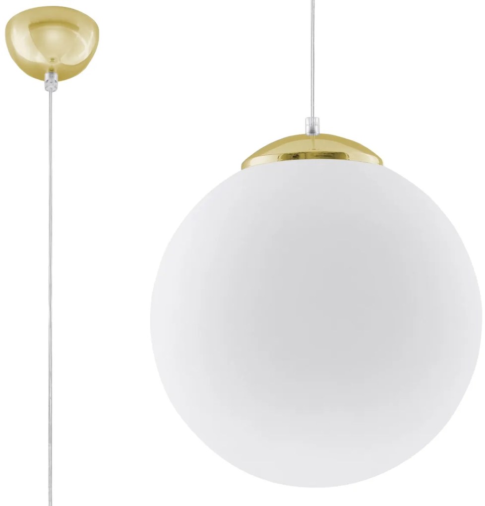 Závesné svietidlo Ugo, 1x biele sklenené tienidlo, (fi 30 cm), g