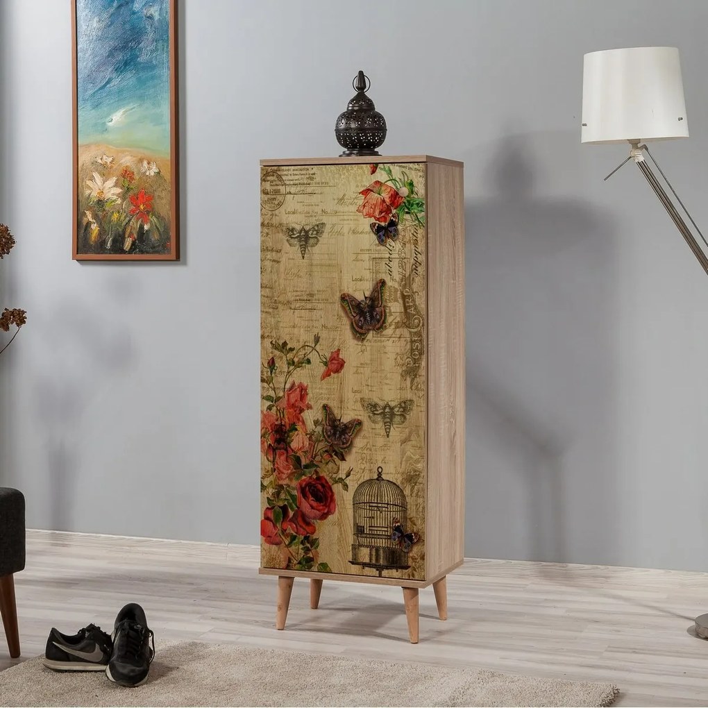 Mega Sonoma Oak Roses Skriňa na topánky