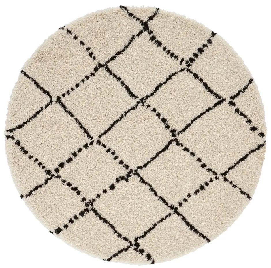 Béžovo-čierny koberec Mint Rugs Hash, ⌀ 120 cm