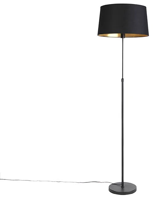 Stojaca lampa čierna s čiernym tienidlom 45 cm nastaviteľná - Parte