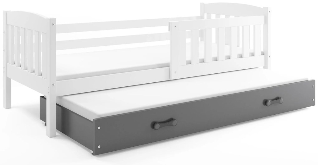Posteľ s prístelkou KUBO 2 190x90 biela - grafit