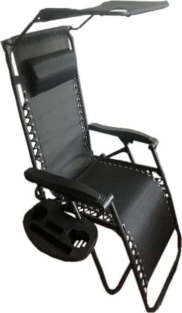 CH Záhradné skladacie relaxačné kreslo so strieškou Zero III - čierna