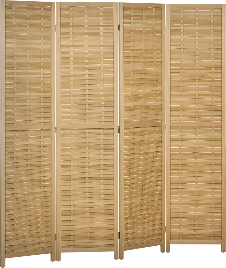 HOMCOM 4-panelová paraván, 160 x 170 cm, rozdeľovač, bambusový paraván, skladací ochranný panel, rozdeľovač pre obývaciu izbu, spálňu, prírodný | Aoso