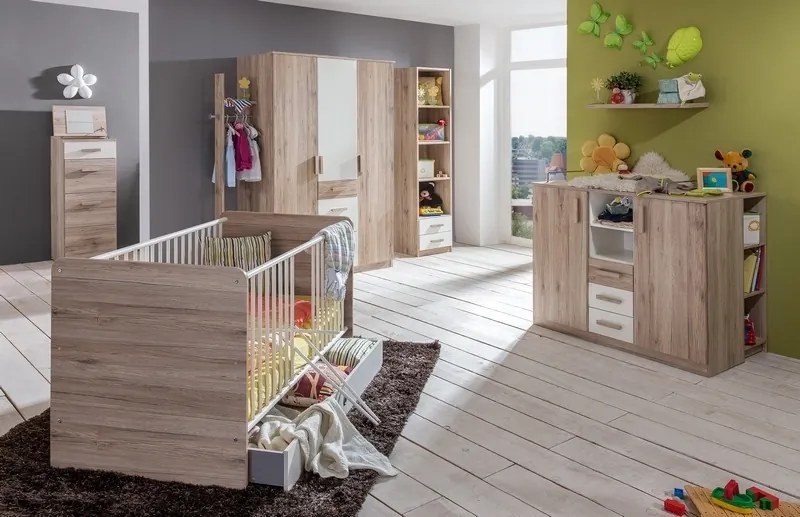 Komoda s výklopným zrkadlom Cariba, dub san remo/biela