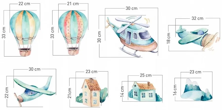 Originálna nálepka na stenu pre chlapca s lietajúcimi strojmi