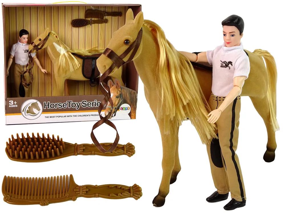 Lean Toys Bábika s hnedým koňom a doplnkami