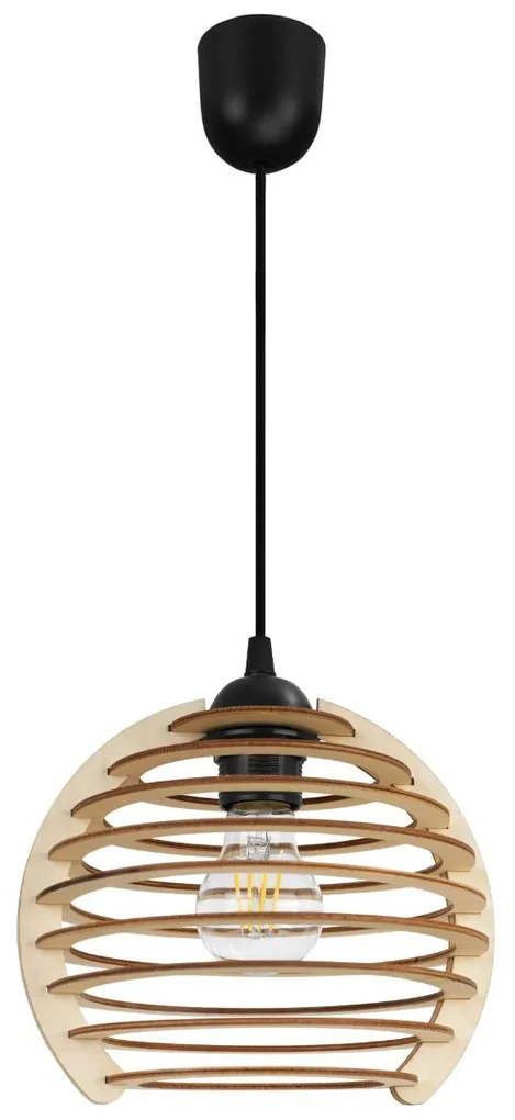 Závesné svietidlo Timber, 1x drevené tienidlo, lp, n