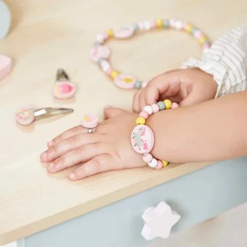 Drevený toaletný stolček s jednorožcom a stoličkou