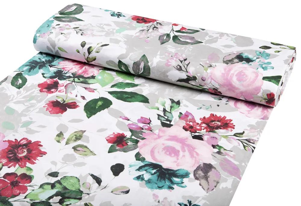Biante Detské bavlnené posteľné obliečky do postieľky Sandra SA-220 Veľké ružové kvety Do postieľky 90x140 a 50x70 cm