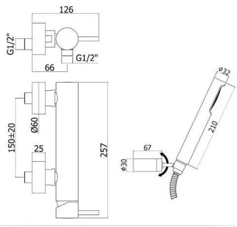 PAFFONI Light páková sprchová batéria nástenná, so sprchovým príslušenstvom, nerezová oceľ, LIG168DST