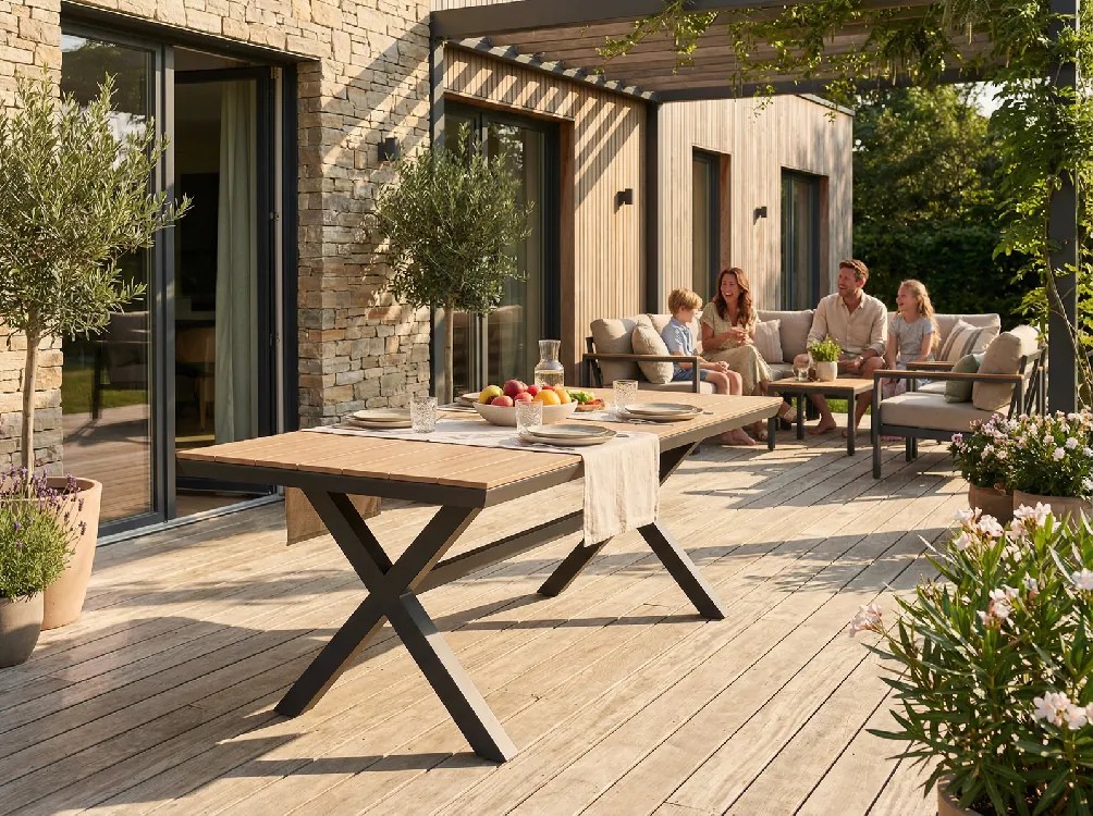 CH Záhradný hliníkový stôl Polywood - tmavosivá