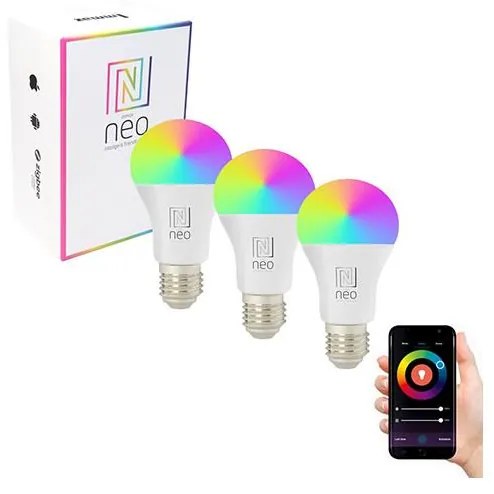 Immax NEO 07712C- SADA 3x LED RGB+CCT Stm. žiarovka NEO LITE Wi-Fi E27/9W/230V