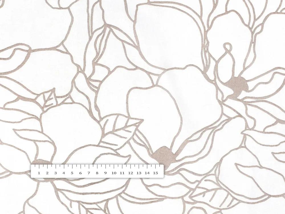 Biante Bavlnená obliečka na vankúš Sandra SA-268 Béžové designové kvety na bielom 40 x 40 cm