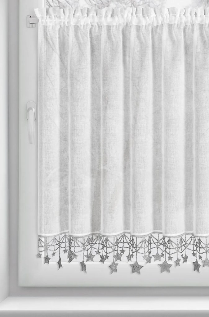 KRÁTKA VIANOČNÁ ZÁCLONA NA PÁSKE XMAS 90X150 CM HVIEZDY