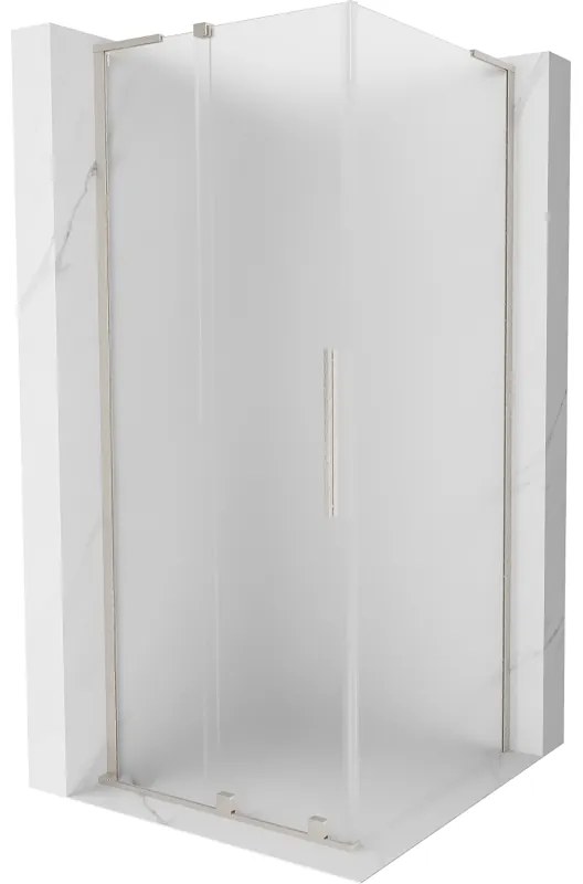 Mexen Velar L, sprchový kút s posuvnými dverami 100 x 100 cm, 8mm sklo námraza, brúsená oceľ, 871-100-100-33-97