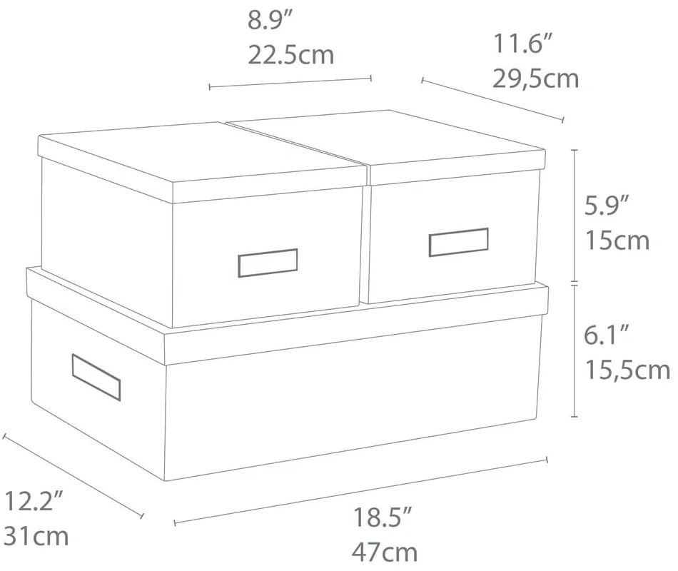Súprava 3 bielych úložných škatúľ Bigso Box of Sweden Inge