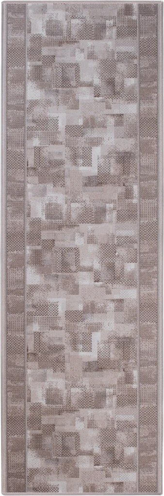 Associated Weavers, AKCIA: 400x100 cm Protišmykový behúň na mieru Tribe 37 Khaki - obšitý zo všetkých strán, hnedá, chodba / predsieň