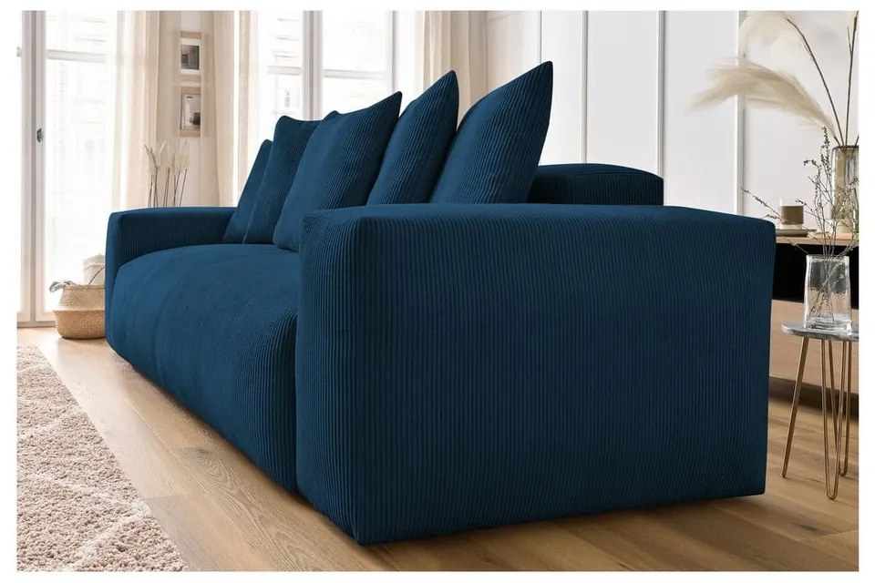 Tmavomodrá menčestrová pohovka 280 cm Voltaire – Bobochic Paris