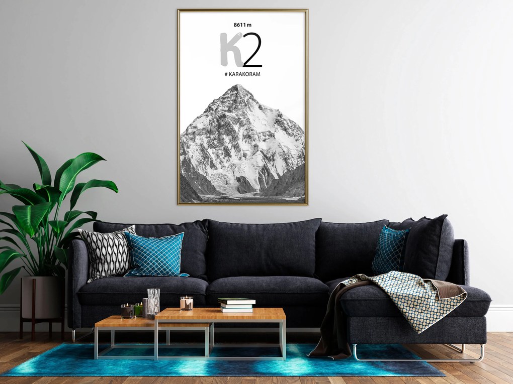 Artgeist Plagát - K2 [Poster] Veľkosť: 30x45, Verzia: Zlatý rám s passe-partout