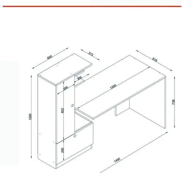 Pracovný stôl 62x120 cm Domingos – Furny Home