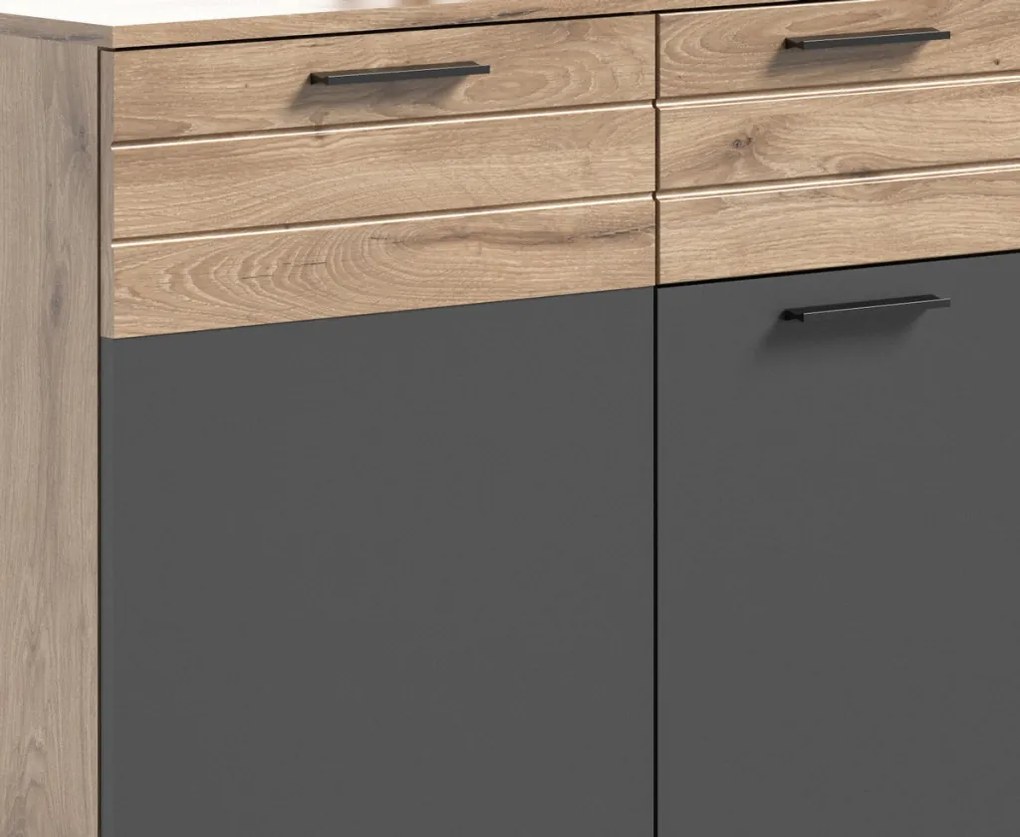 Široká komoda Mason 180 cm, dub/šedá