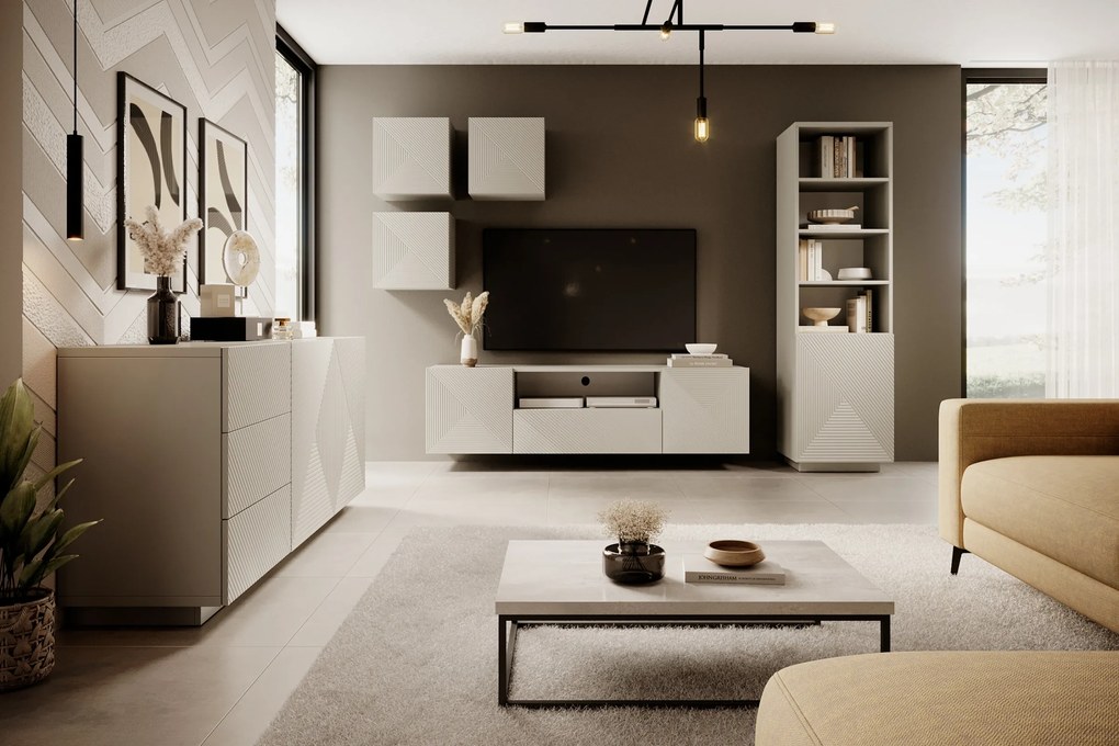 Komoda so zásuvkami Asha 167 cm na sokli - kašmír