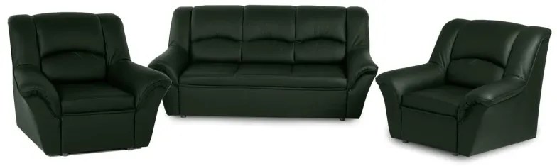 Kožená sedacia súprava DUBAJ LUX 3+1+1, tm. zelená (K-32)
