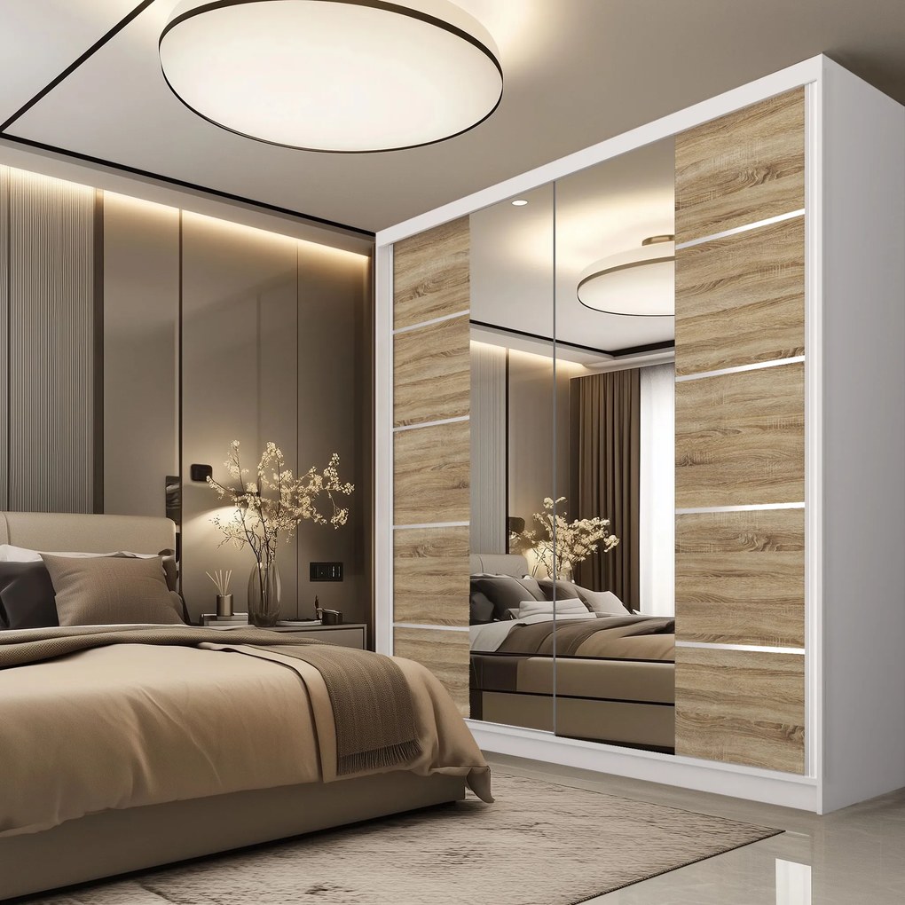 Šatníková skriňa SERENITY 200 cm dub sonoma mat  ME SERENITY SZP5/0/W/DS/0/HIAL