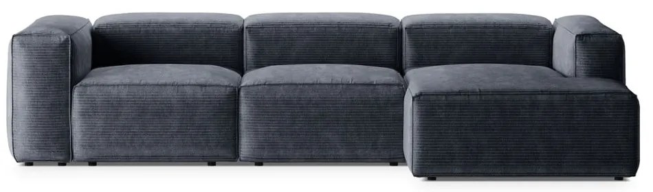 Sivomodrá menčestrová rohová pohovka (pravý roh/s leňoškou) Bergamo – Cosmopolitan Design