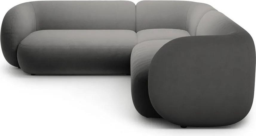 Tmavosivá zamatová rohová pohovka Kate – Micadoni