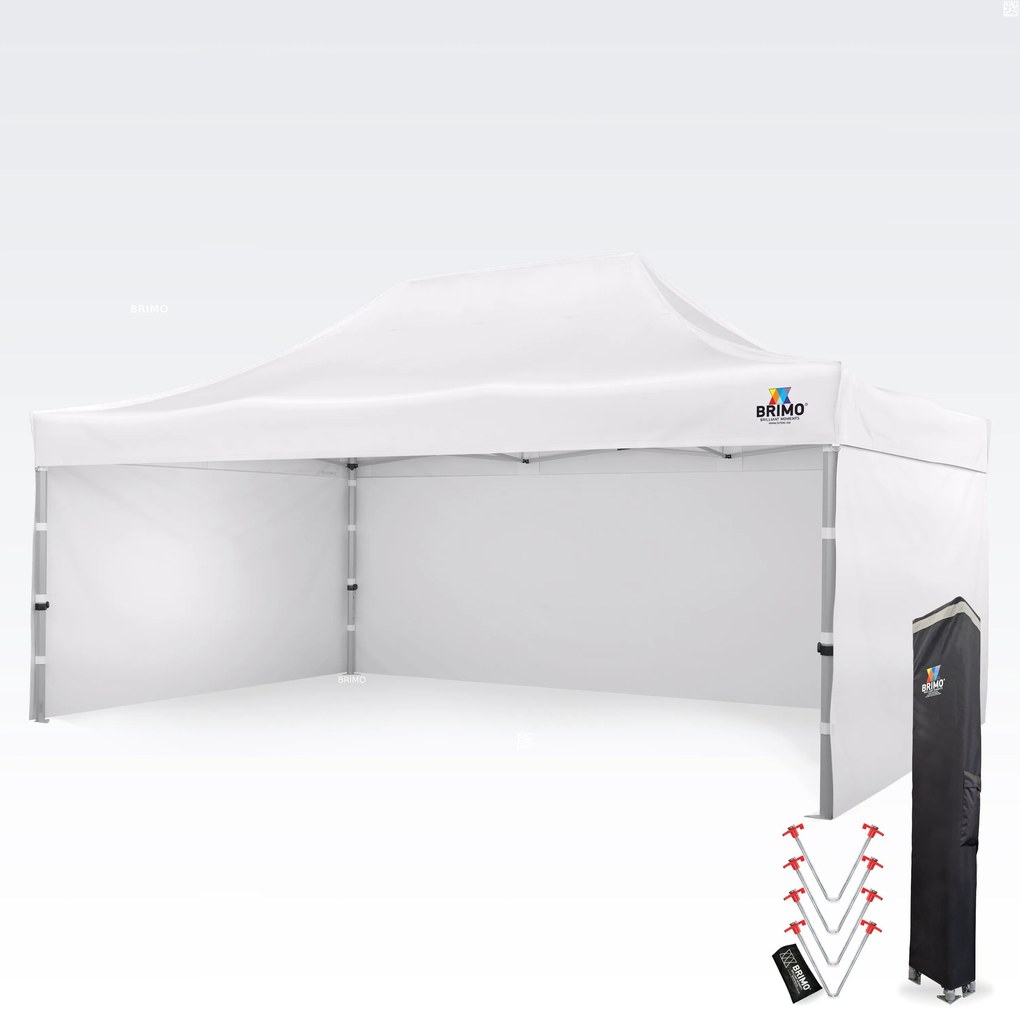 BRIMO Nožnicový párty stan PREMIUM ALU 4x6 m s 3 stenami biely