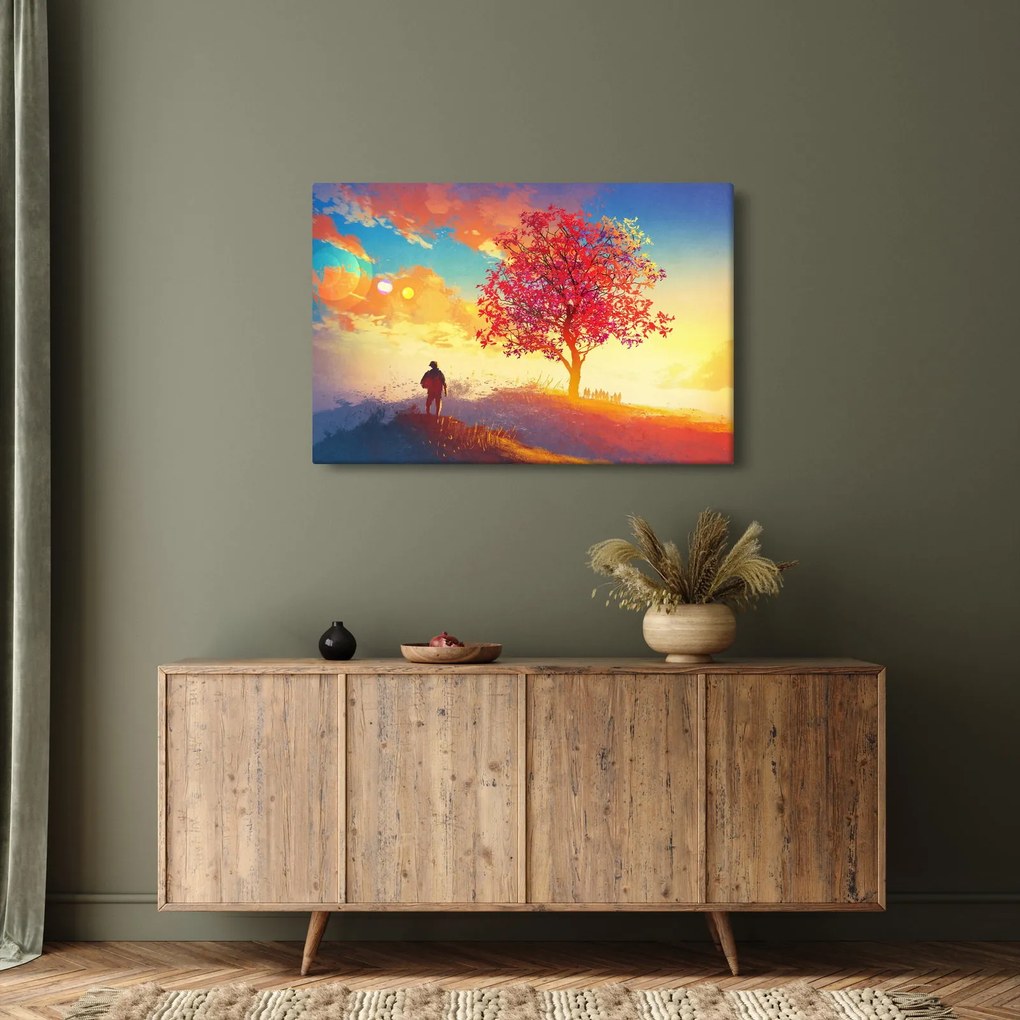 Obraz stromu na kopci (90x60 cm)