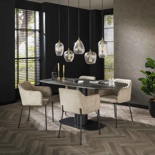 Jedálenský stôl 45-45 Ovál 180x90cm Ceramic Natural Black - Komfort-nábytok