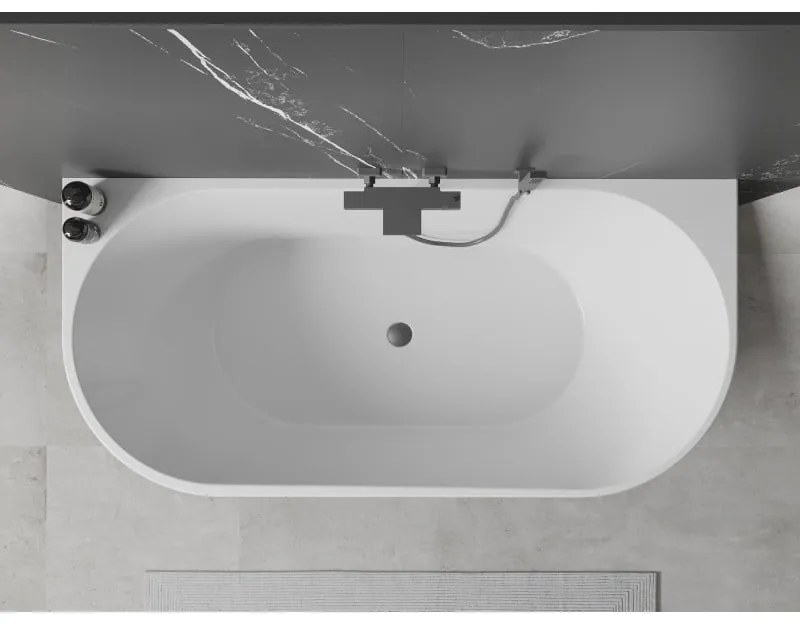 Mexen Oval, voľne stojaca nástenná vaňa 170 x 80 cm, biela, brúsený grafit prepad, 52671708000-95