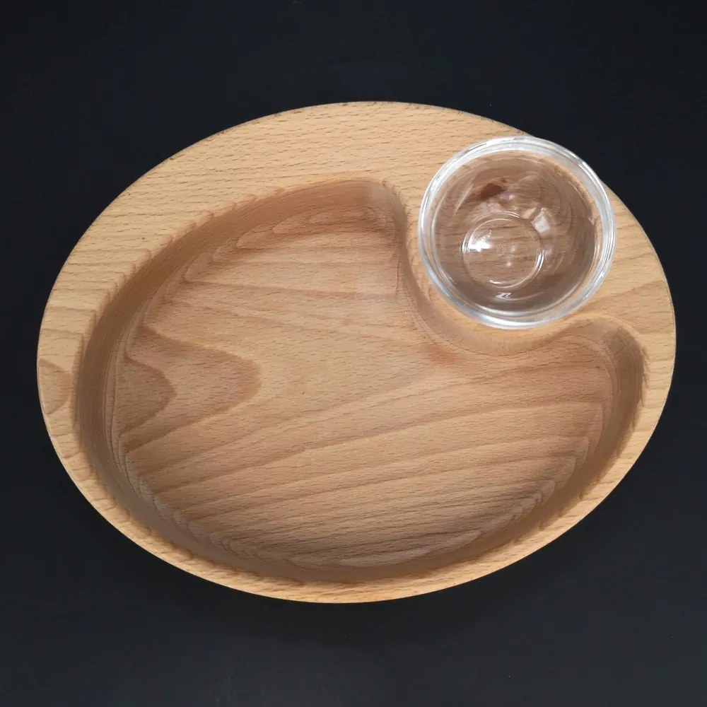 AMADEA Drevená miska nachos oválna, masívne drevo, rozmer 25x20x4, 5 cm