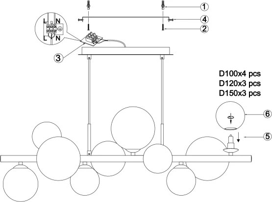 ONLI - Luster na lanku PALOMA 10xG9/3W/230V zlatý