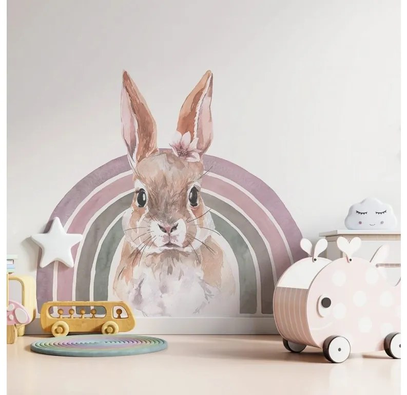 Gario Detská nálepka na stenu Rainbow animals - zajačik Farba: A, Rozmery: 98 x 88 cm