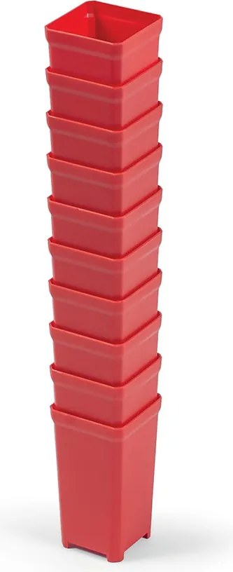 Sada 10 plastových boxov na náradie TIGER BOX 5x5x9,7 cm červená