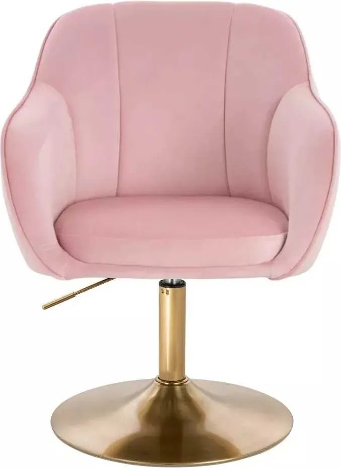 LuxuryForm DESIGN Stolička AVOLA VELUR na zlatom tanieri - svetlo ružová
