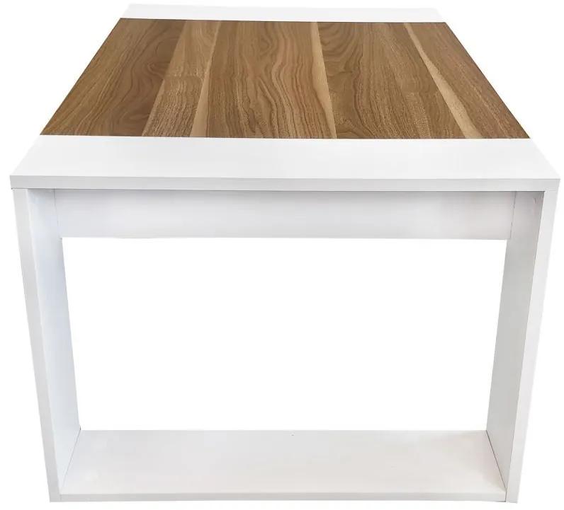 ModernHOME Konferenčný stôl 90 cm - biely / hnedý, WYJ-090