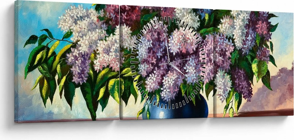 Obraz - Kytica orgovánu (s hodinami) (90x30 cm)