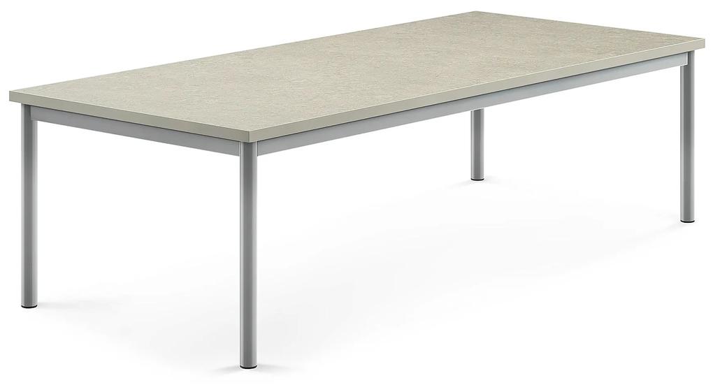 Stôl SONITUS, 1800x800x500 mm, linoleum - šedá, strieborná