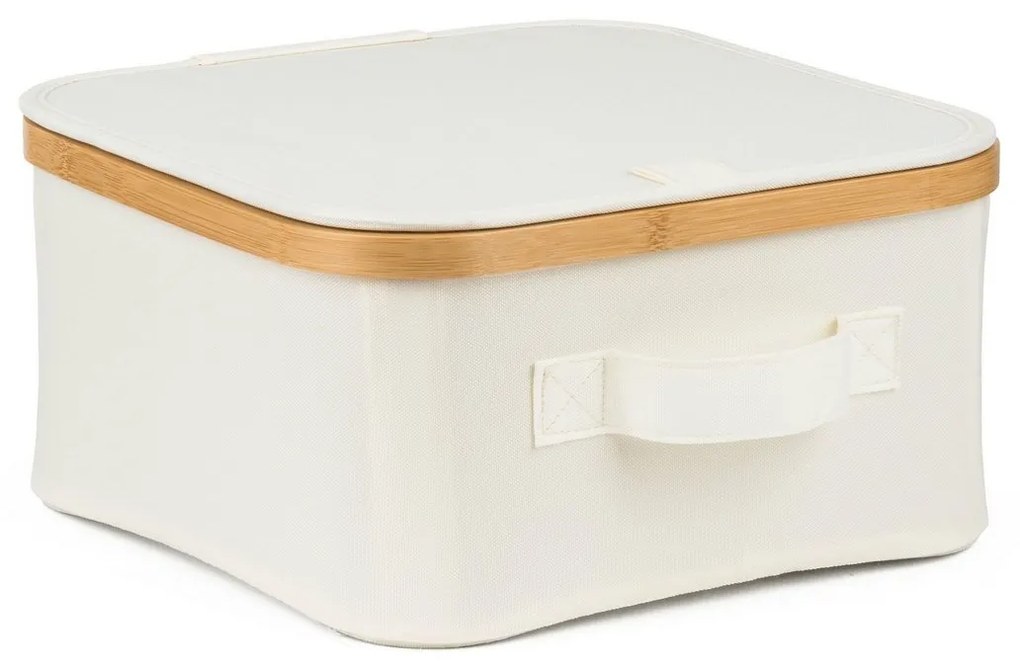 Úložný box G21 30 x 30 x 15 cm, bambusový s vekom, béžový