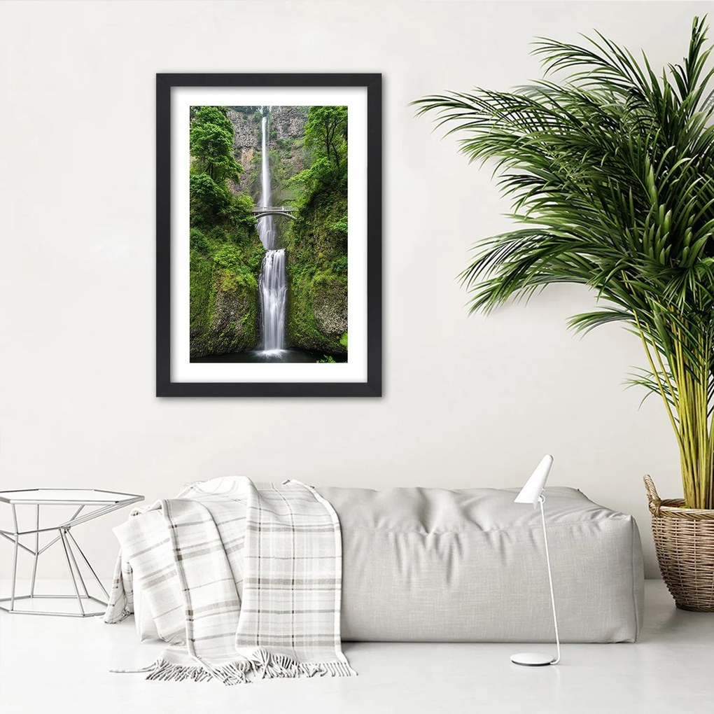 Gario Plagát Most cez vodopád Farba rámu: Bez rámu, Rozmery: 30 x 45 cm