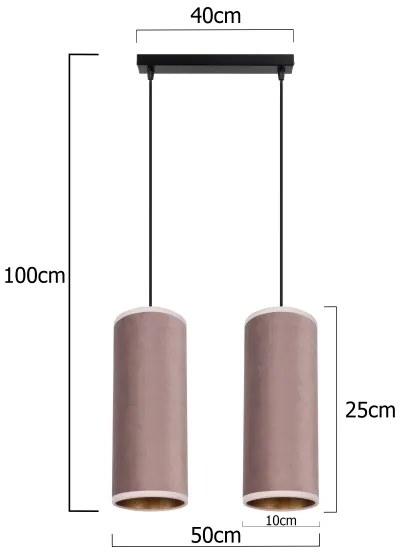 Luster na lanku AVALO 2xE27/60W/230V ružová/medená